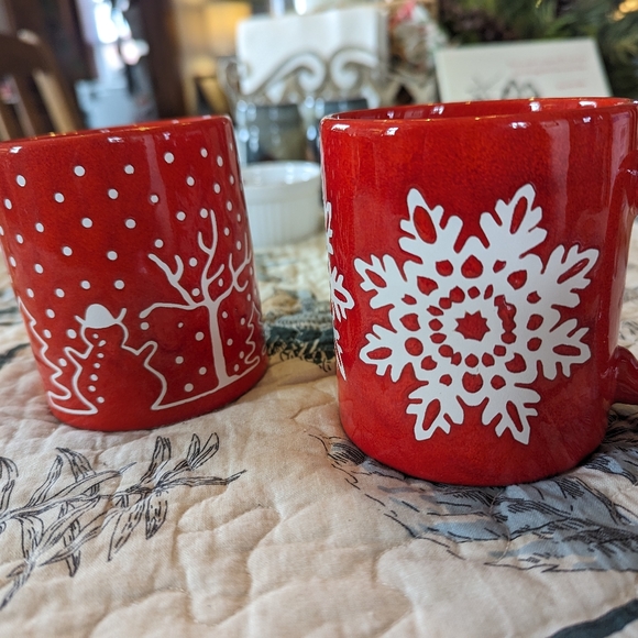 Waechtersbach Germany Holiday Christmas Snowflake Santa Mugs - Picture 3 of 9